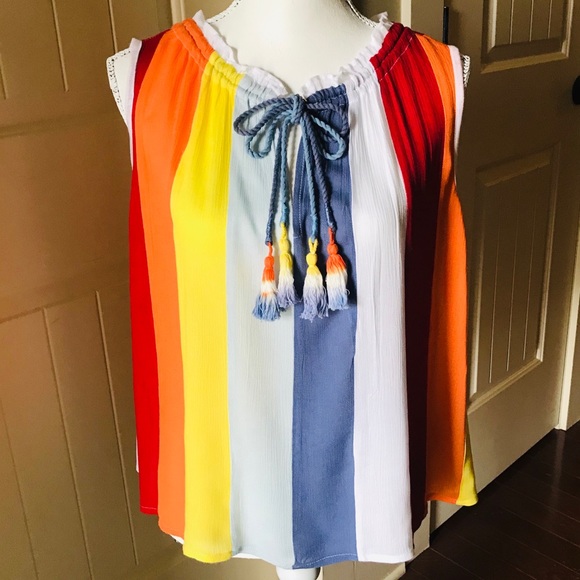 Rocks & Indigo Tops - Rocks & Indigo Rainbow Striped Tank Top Size XS